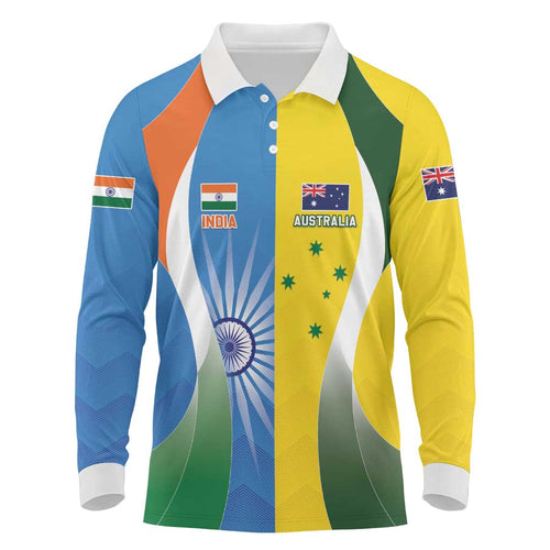 Custom India Vs Australia Cricket Long Sleeve Polo Shirt Final Matchup - Aussie Hoodie