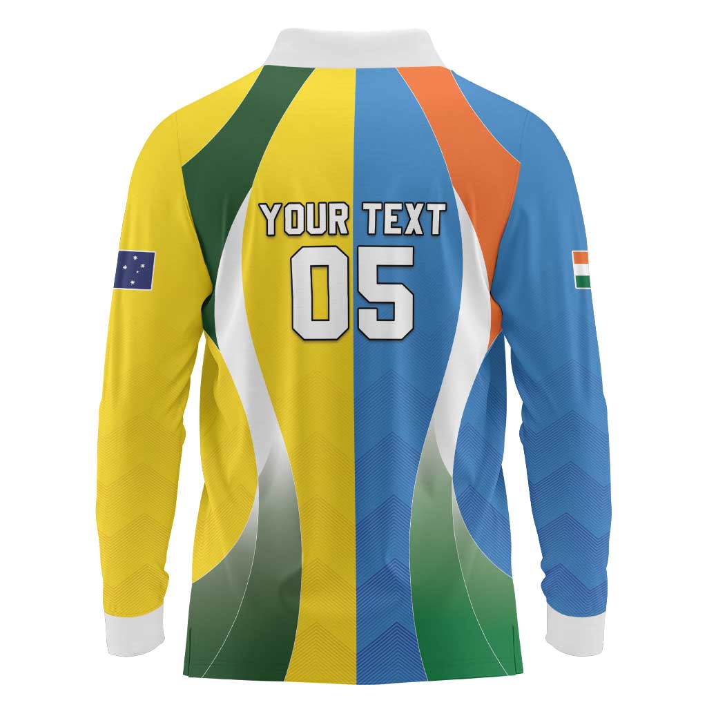 Custom India Vs Australia Cricket Long Sleeve Polo Shirt Final Matchup - Aussie Hoodie