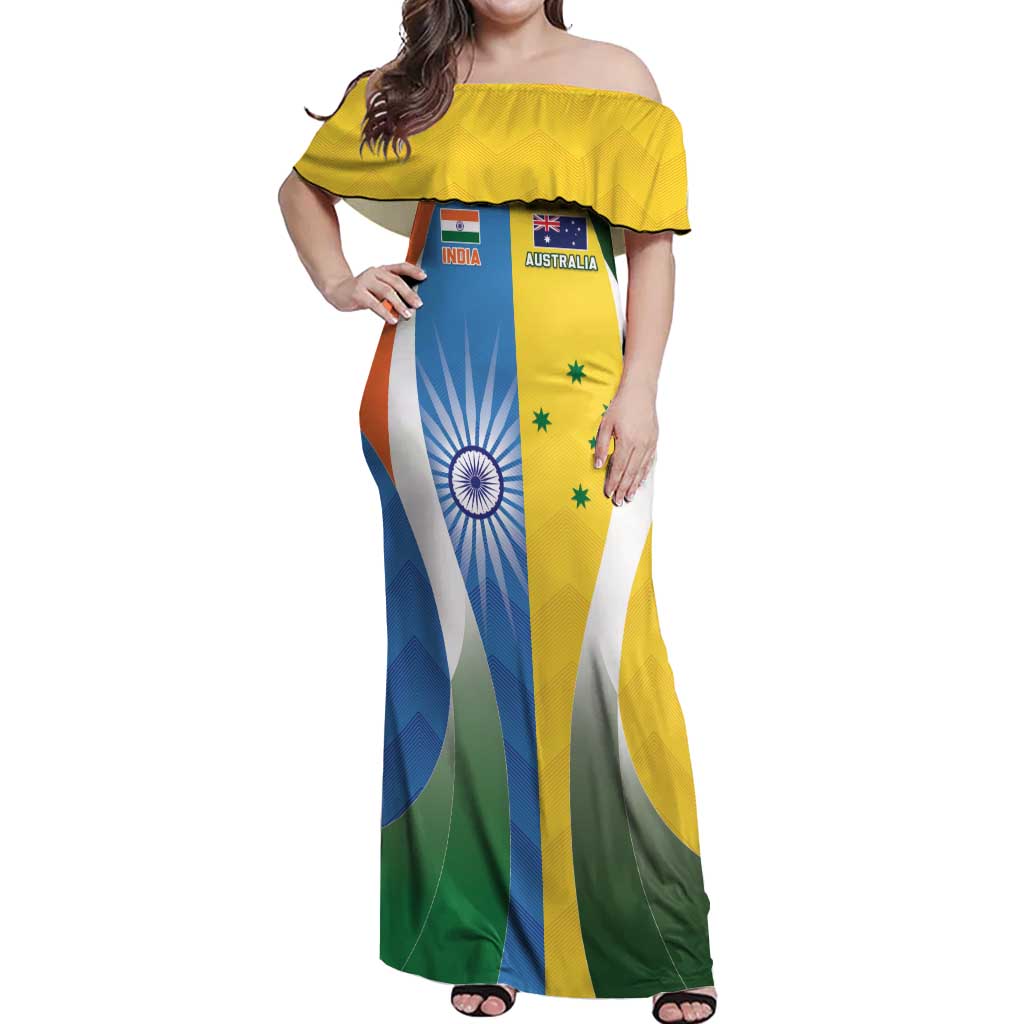 Custom India Vs Australia Cricket Off Shoulder Maxi Dress Final Matchup - Aussie Hoodie