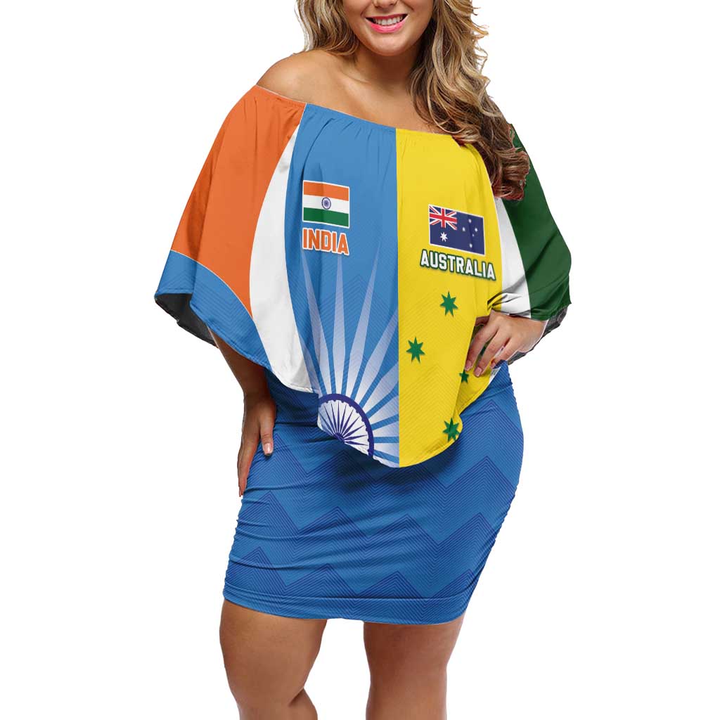 Custom India Vs Australia Cricket Off Shoulder Short Dress Final Matchup - Aussie Hoodie