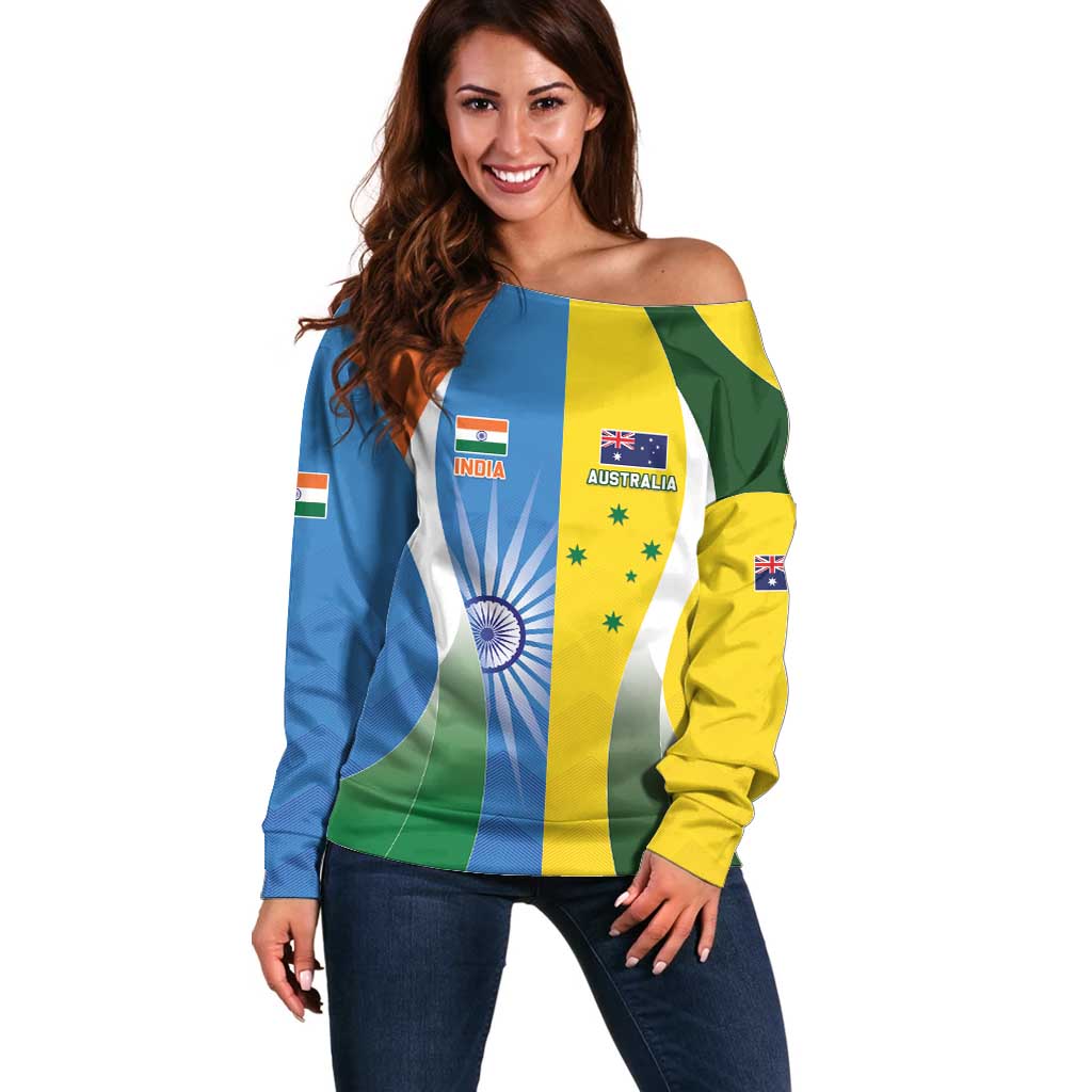 Custom India Vs Australia Cricket Off Shoulder Sweater Final Matchup - Aussie Hoodie