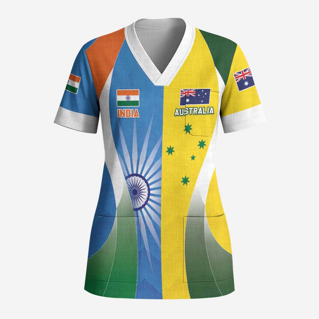Custom India Vs Australia Cricket Scrub Top Final Matchup - Aussie Hoodie