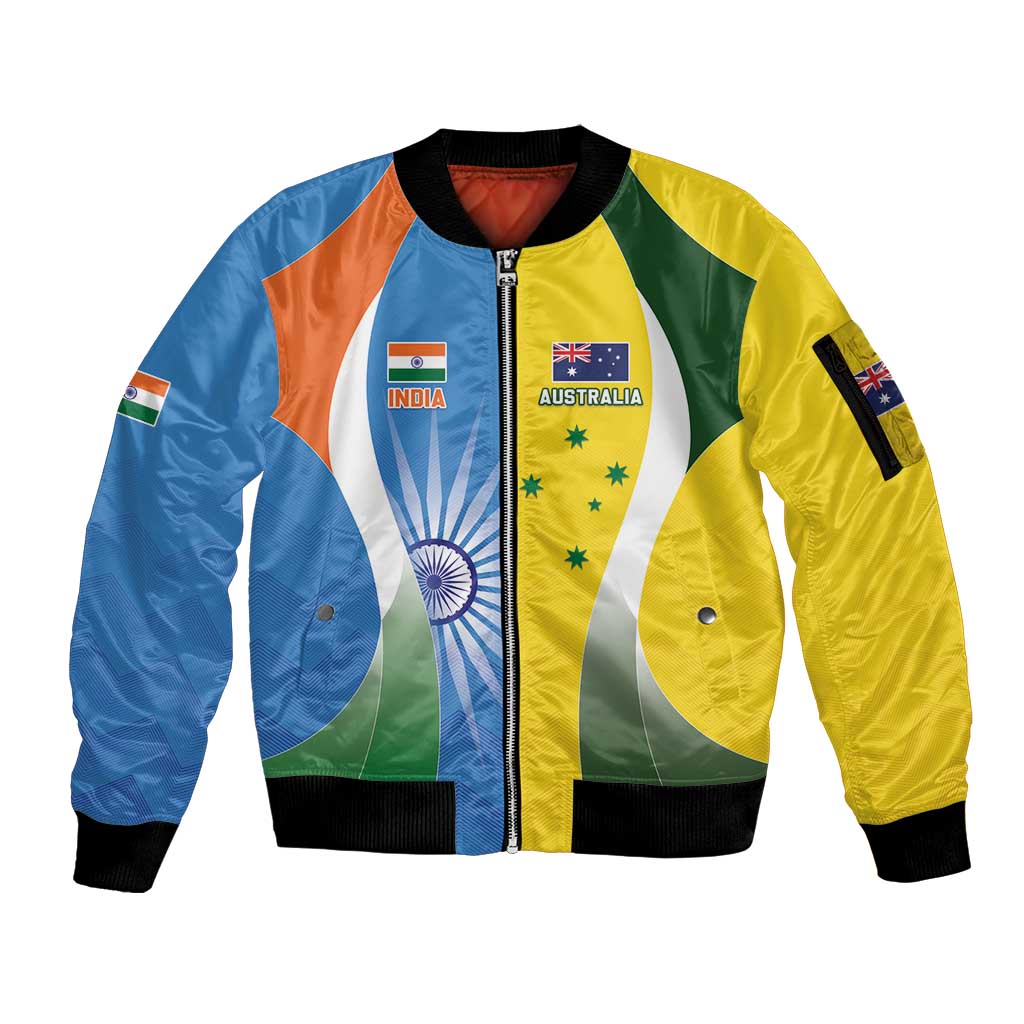 Custom India Vs Australia Cricket Sleeve Zip Bomber Jacket Final Matchup - Aussie Hoodie