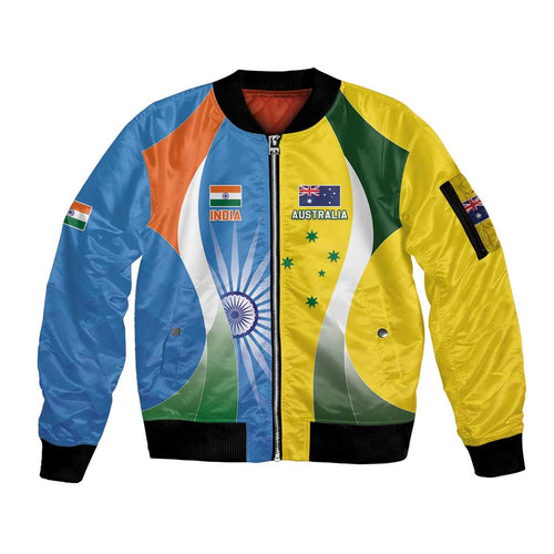 Custom India Vs Australia Cricket Sleeve Zip Bomber Jacket Final Matchup - Aussie Hoodie