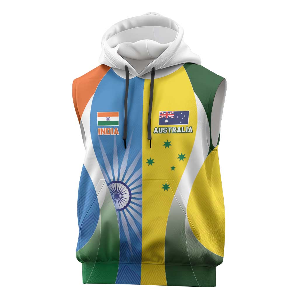 Custom India Vs Australia Cricket Sleeveless Hoodie Final Matchup - Aussie Hoodie