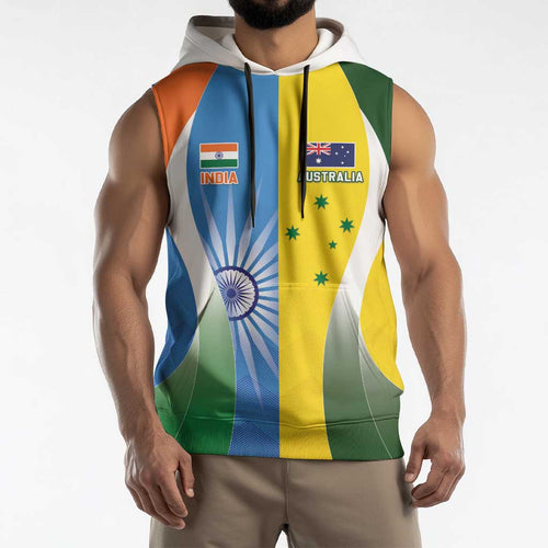 Custom India Vs Australia Cricket Sleeveless Hoodie Final Matchup - Aussie Hoodie