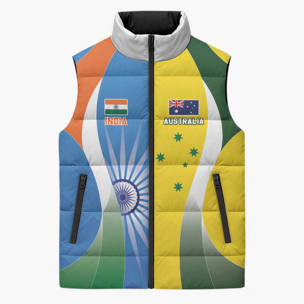 Custom India Vs Australia Cricket Sleeveless Puffer Jacket Final Matchup - Aussie Hoodie
