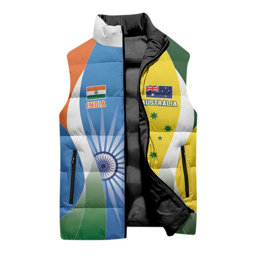 Custom India Vs Australia Cricket Sleeveless Puffer Jacket Final Matchup - Aussie Hoodie