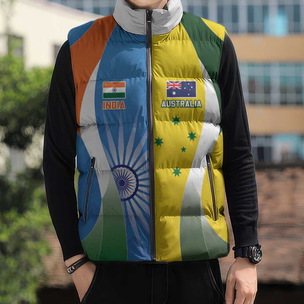 Custom India Vs Australia Cricket Sleeveless Puffer Jacket Final Matchup - Aussie Hoodie