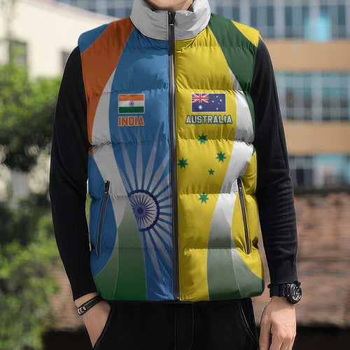 Custom India Vs Australia Cricket Sleeveless Puffer Jacket Final Matchup - Aussie Hoodie