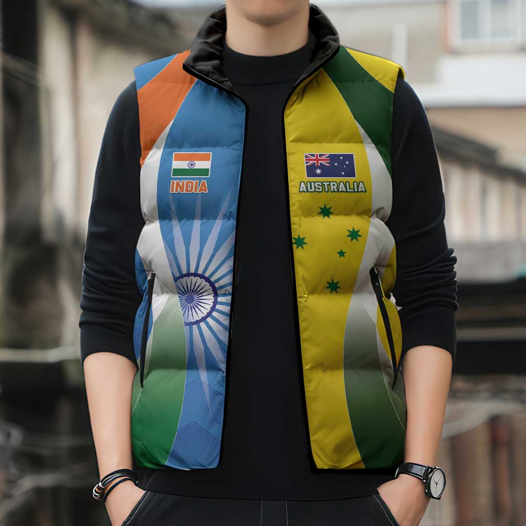 Custom India Vs Australia Cricket Sleeveless Puffer Jacket Final Matchup - Aussie Hoodie