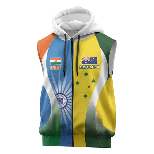 Custom India Vs Australia Cricket Sleeveless Zip Hoodie Final Matchup LT05