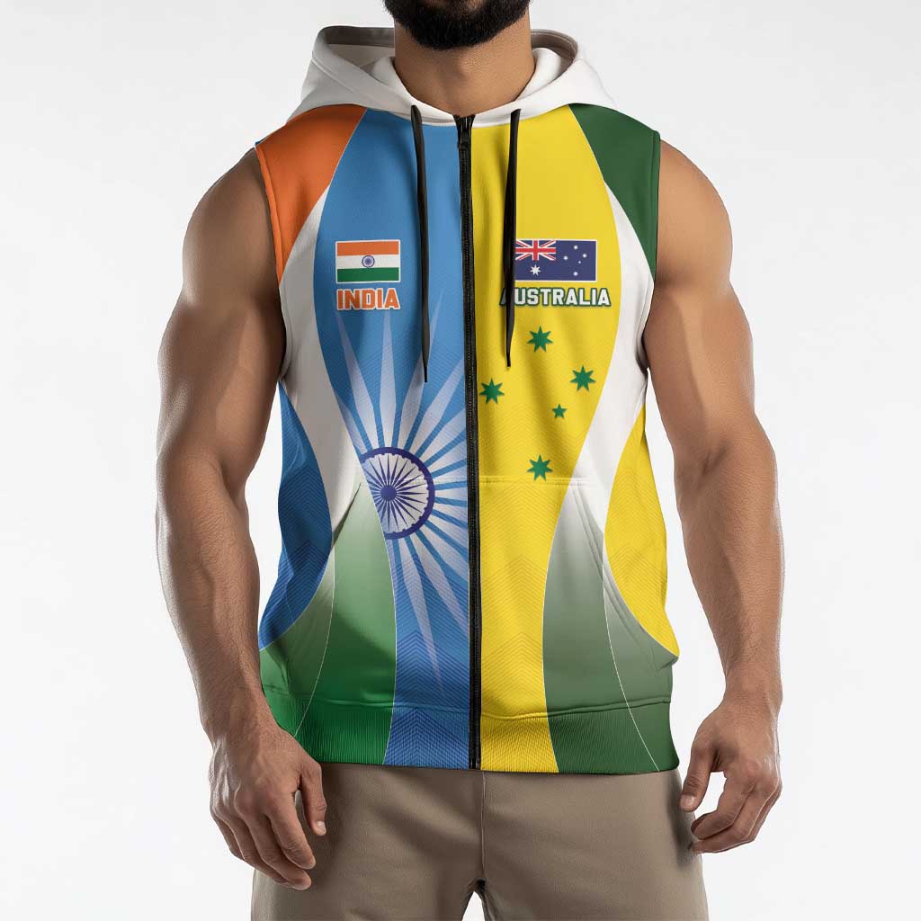 Custom India Vs Australia Cricket Sleeveless Zip Hoodie Final Matchup LT05