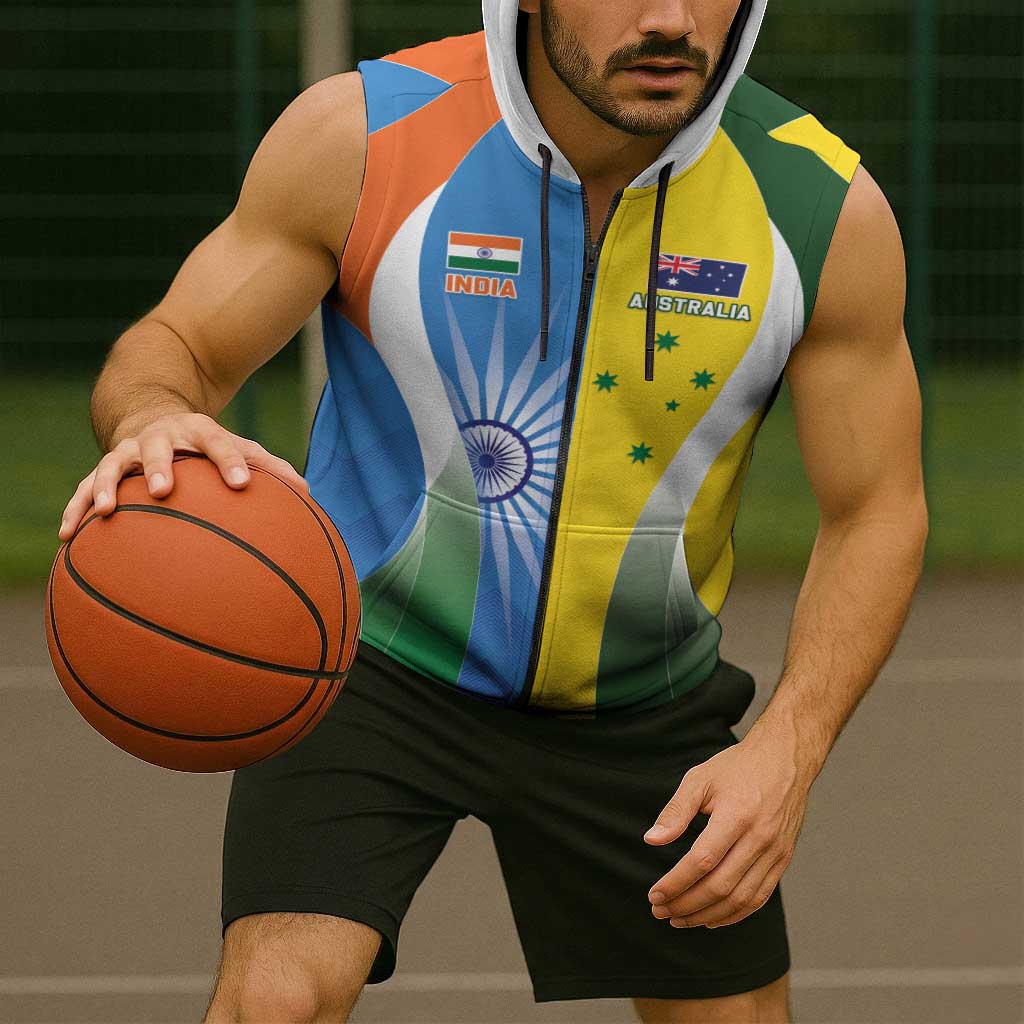 Custom India Vs Australia Cricket Sleeveless Zip Hoodie Final Matchup LT05