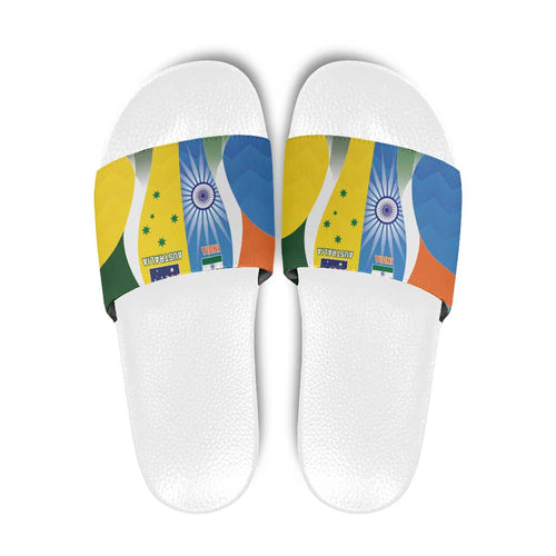 India Vs Australia Cricket Slide Sandals Final Matchup - Aussie Hoodie