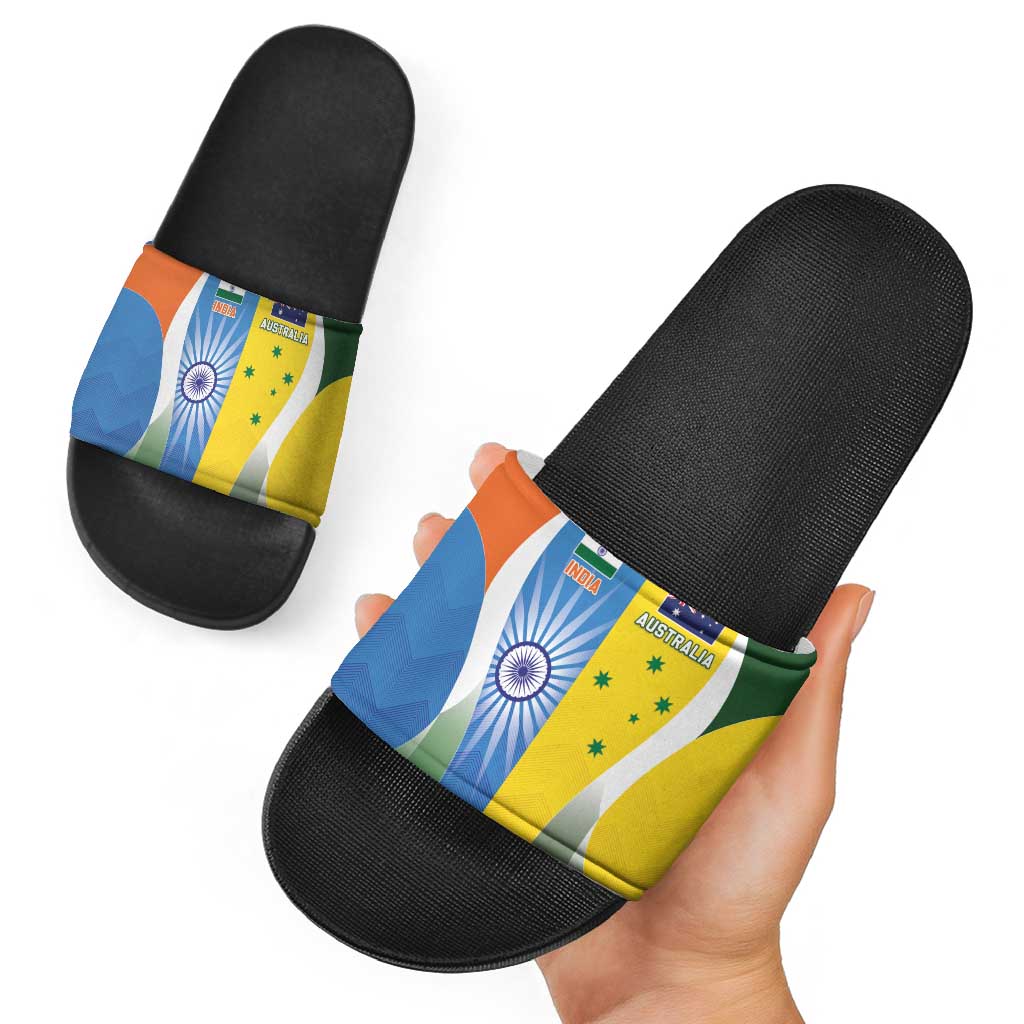India Vs Australia Cricket Slide Sandals Final Matchup - Aussie Hoodie