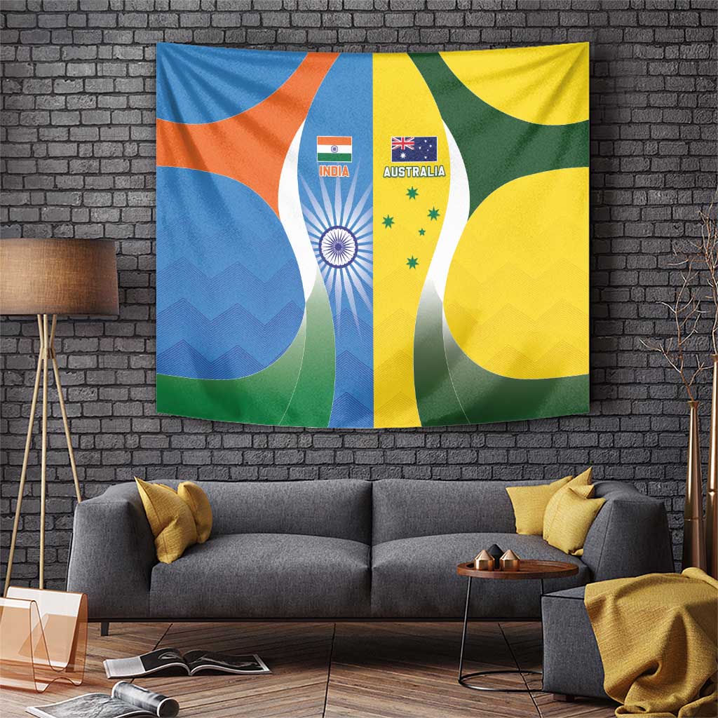 India Vs Australia Cricket Tapestry Final Matchup - Aussie Hoodie