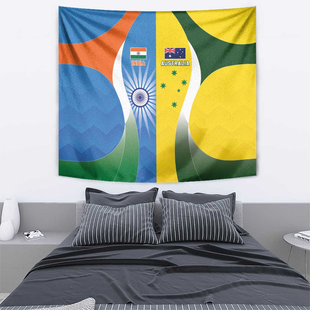 India Vs Australia Cricket Tapestry Final Matchup - Aussie Hoodie