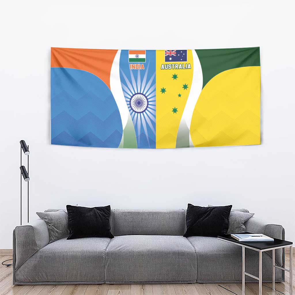 India Vs Australia Cricket Tapestry Final Matchup - Aussie Hoodie