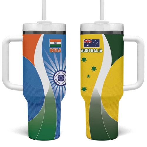 India Vs Australia Cricket Tumbler With Handle Final Matchup - Aussie Hoodie