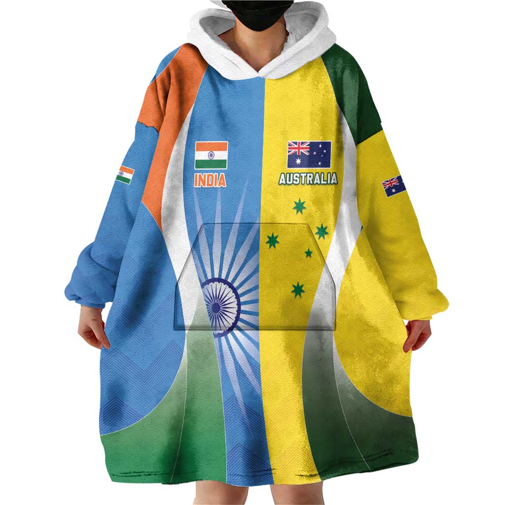 Custom India Vs Australia Cricket Wearable Blanket Hoodie Final Matchup - Aussie Hoodie