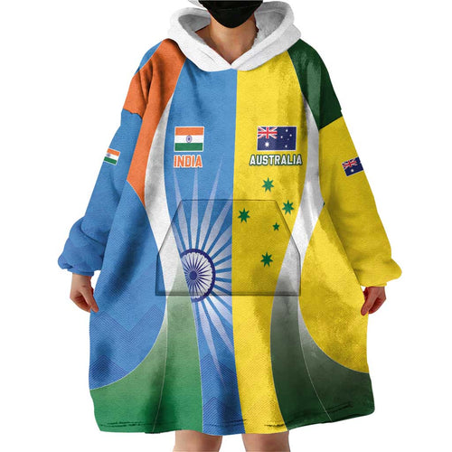 Custom India Vs Australia Cricket Wearable Blanket Hoodie Final Matchup - Aussie Hoodie