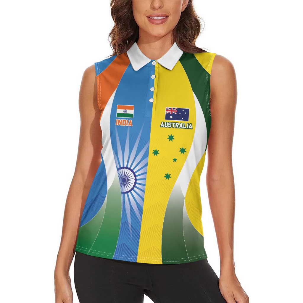 Custom India Vs Australia Cricket Women Sleeveless Polo Shirt Final Matchup - Aussie Hoodie