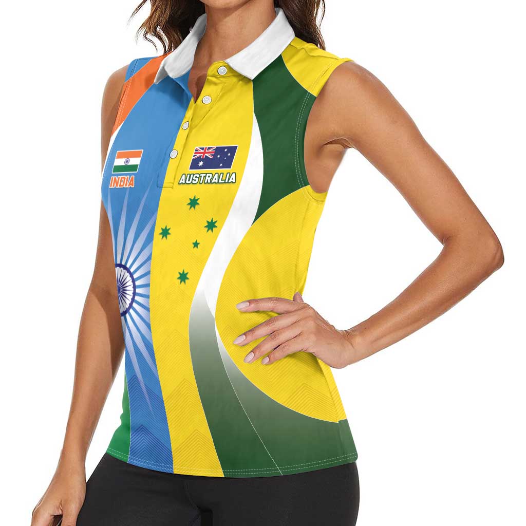 Custom India Vs Australia Cricket Women Sleeveless Polo Shirt Final Matchup - Aussie Hoodie