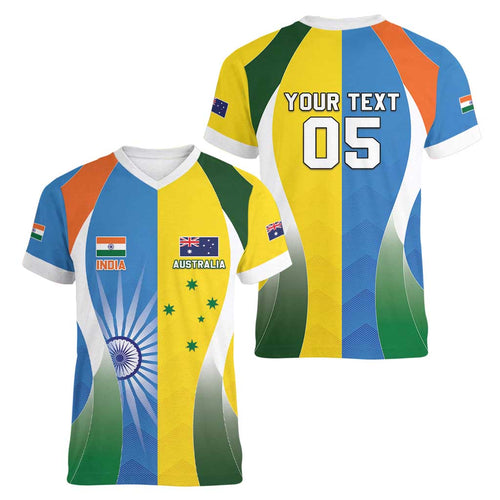 Custom India Vs Australia Cricket Women V-Neck T-Shirt Final Matchup - Aussie Hoodie