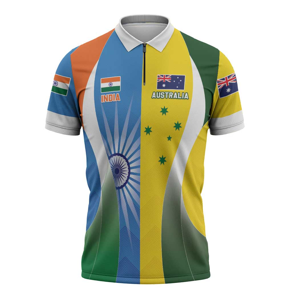 Custom India Vs Australia Cricket Zipper Polo Shirt Final Matchup - Aussie Hoodie