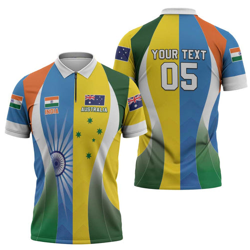 Custom India Vs Australia Cricket Zipper Polo Shirt Final Matchup - Aussie Hoodie
