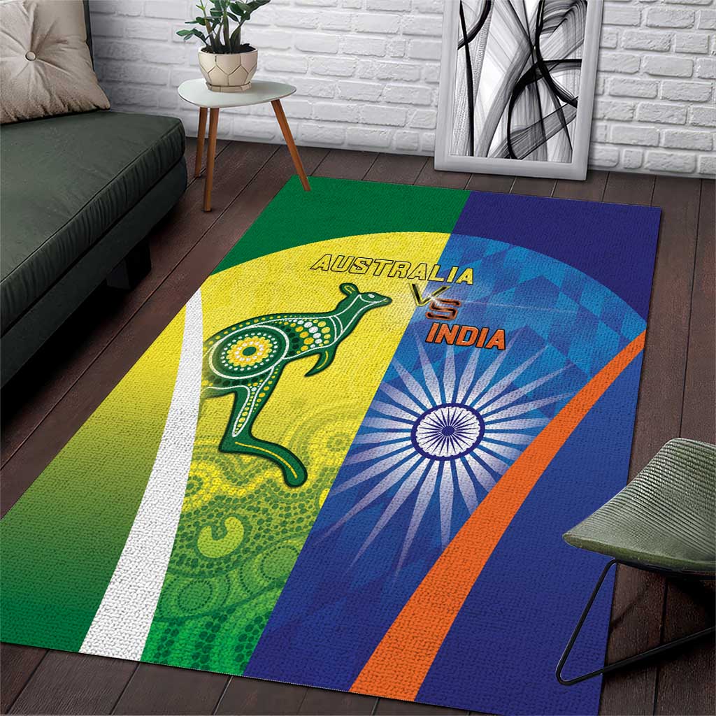 Australia And India Cricket Area Rug Ashoka Chakra With Aboriginal - Aussie Hoodie