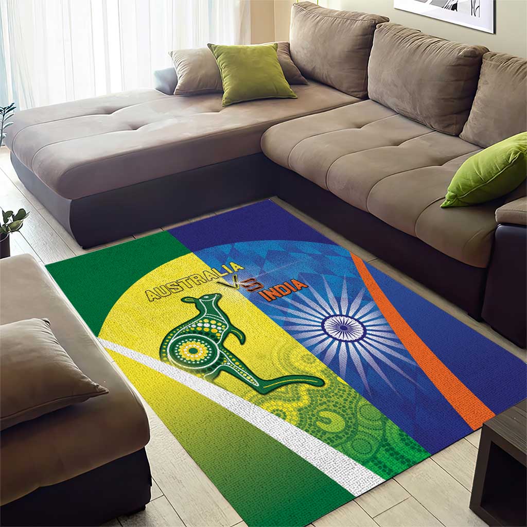 Australia And India Cricket Area Rug Ashoka Chakra With Aboriginal - Aussie Hoodie