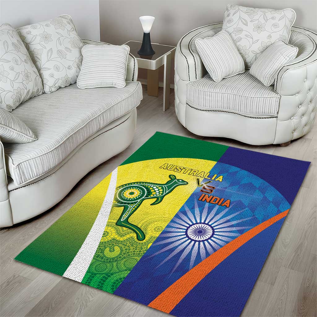 Australia And India Cricket Area Rug Ashoka Chakra With Aboriginal - Aussie Hoodie
