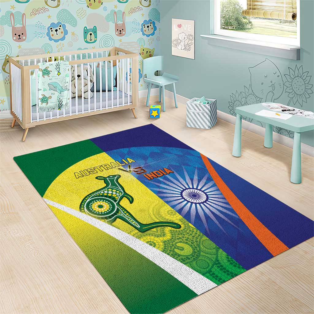 Australia And India Cricket Area Rug Ashoka Chakra With Aboriginal - Aussie Hoodie