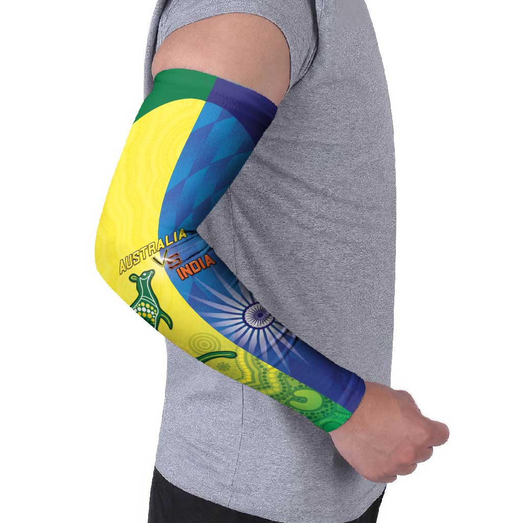 Custom Australia And India Cricket Arm Sleeves Ashoka Chakra With Aboriginal - Aussie Hoodie