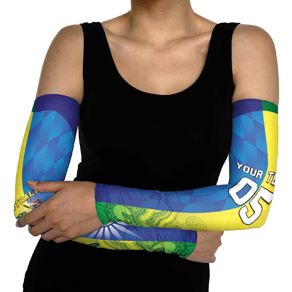 Custom Australia And India Cricket Arm Sleeves Ashoka Chakra With Aboriginal - Aussie Hoodie