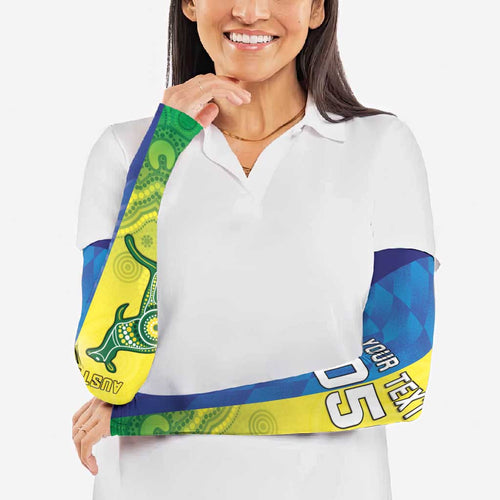 Custom Australia And India Cricket Arm Sleeves Ashoka Chakra With Aboriginal - Aussie Hoodie