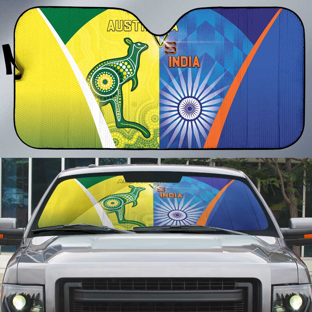 Australia And India Cricket Auto Sun Shade Ashoka Chakra With Aboriginal - Aussie Hoodie