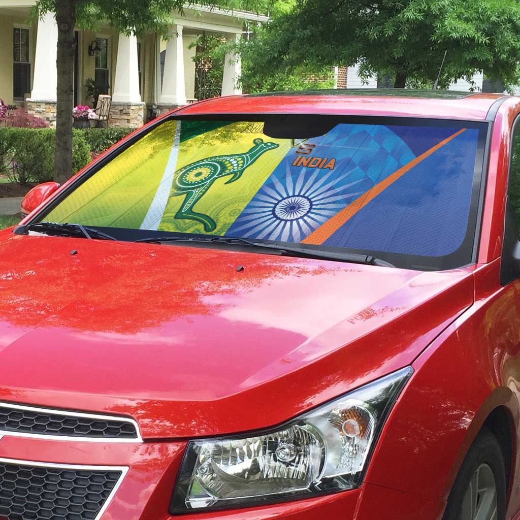Australia And India Cricket Auto Sun Shade Ashoka Chakra With Aboriginal - Aussie Hoodie