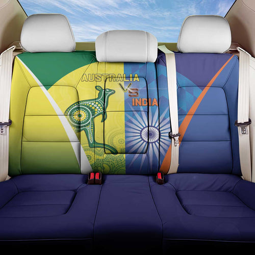 Australia And India Cricket Back Car Seat Cover Ashoka Chakra With Aboriginal - Aussie Hoodie