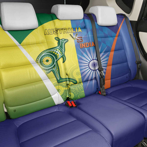 Australia And India Cricket Back Car Seat Cover Ashoka Chakra With Aboriginal - Aussie Hoodie