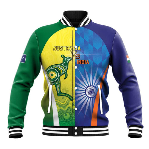 Custom Australia And India Cricket Baseball Jacket Ashoka Chakra With Aboriginal - Aussie Hoodie