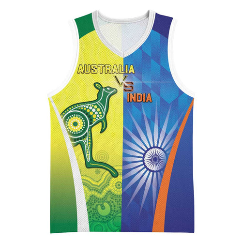 Custom Australia And India Cricket Basketball Jersey Ashoka Chakra With Aboriginal - Aussie Hoodie