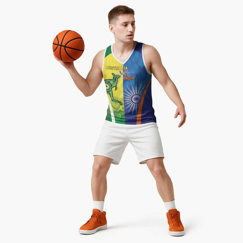 Custom Australia And India Cricket Basketball Jersey Ashoka Chakra With Aboriginal - Aussie Hoodie