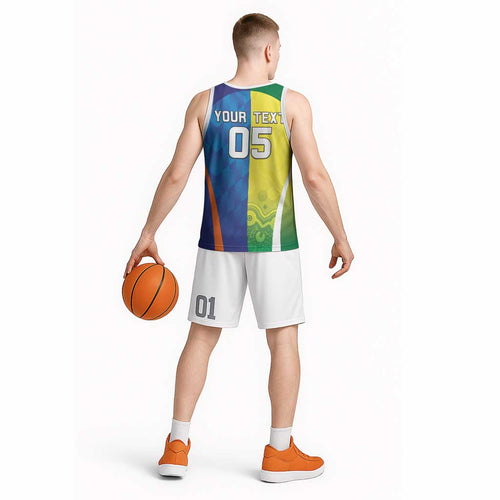Custom Australia And India Cricket Basketball Jersey Ashoka Chakra With Aboriginal - Aussie Hoodie