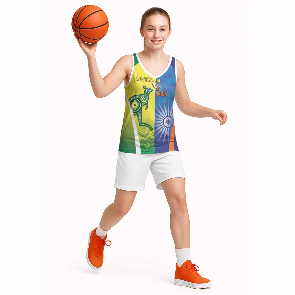 Custom Australia And India Cricket Basketball Jersey Ashoka Chakra With Aboriginal - Aussie Hoodie