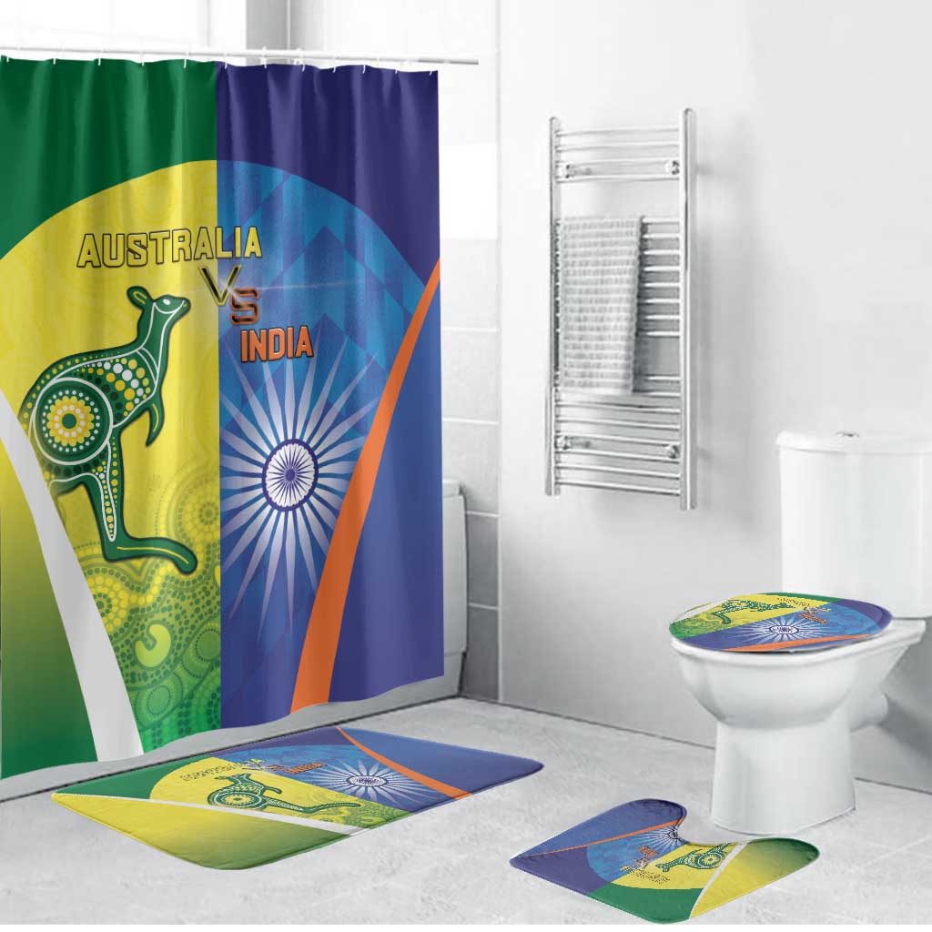 Australia And India Cricket Bathroom Set Ashoka Chakra With Aboriginal - Aussie Hoodie