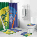 Australia And India Cricket Bathroom Set Ashoka Chakra With Aboriginal - Aussie Hoodie