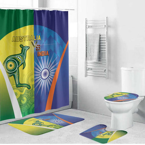 Australia And India Cricket Bathroom Set Ashoka Chakra With Aboriginal - Aussie Hoodie
